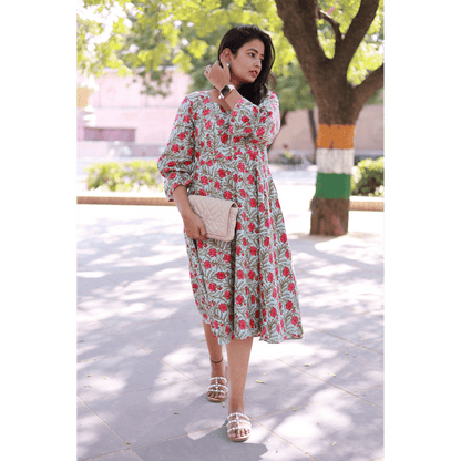 Green Gardenia Floral Dress