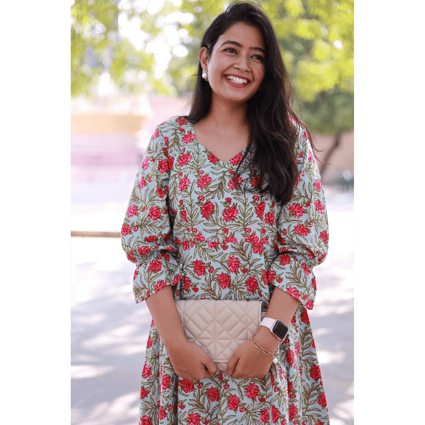 Green Gardenia Floral Dress