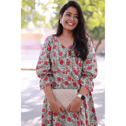 Green Gardenia Floral Dress