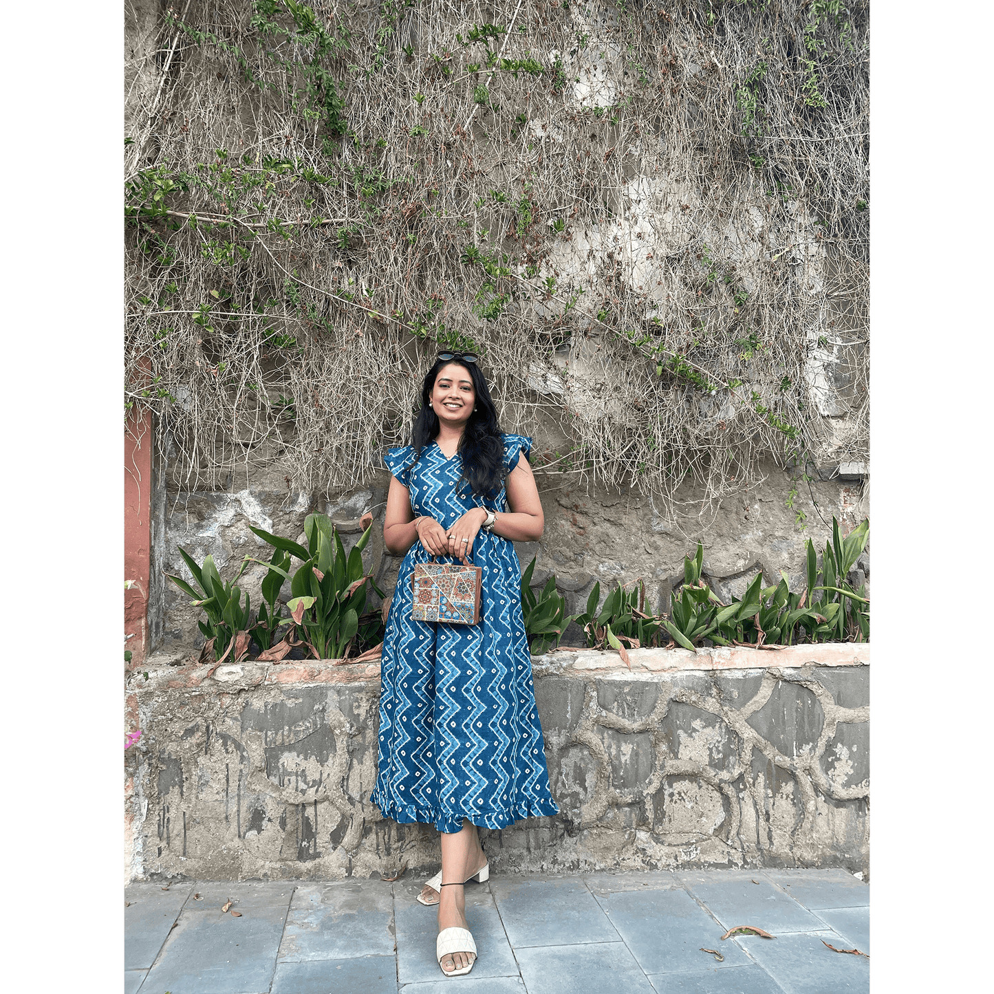 Indigo Dreams Bhandhej Midi Dress