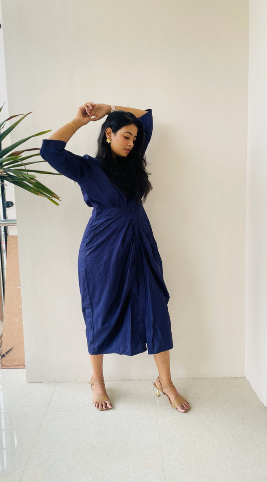 Tuscan Blue Pleated Dress