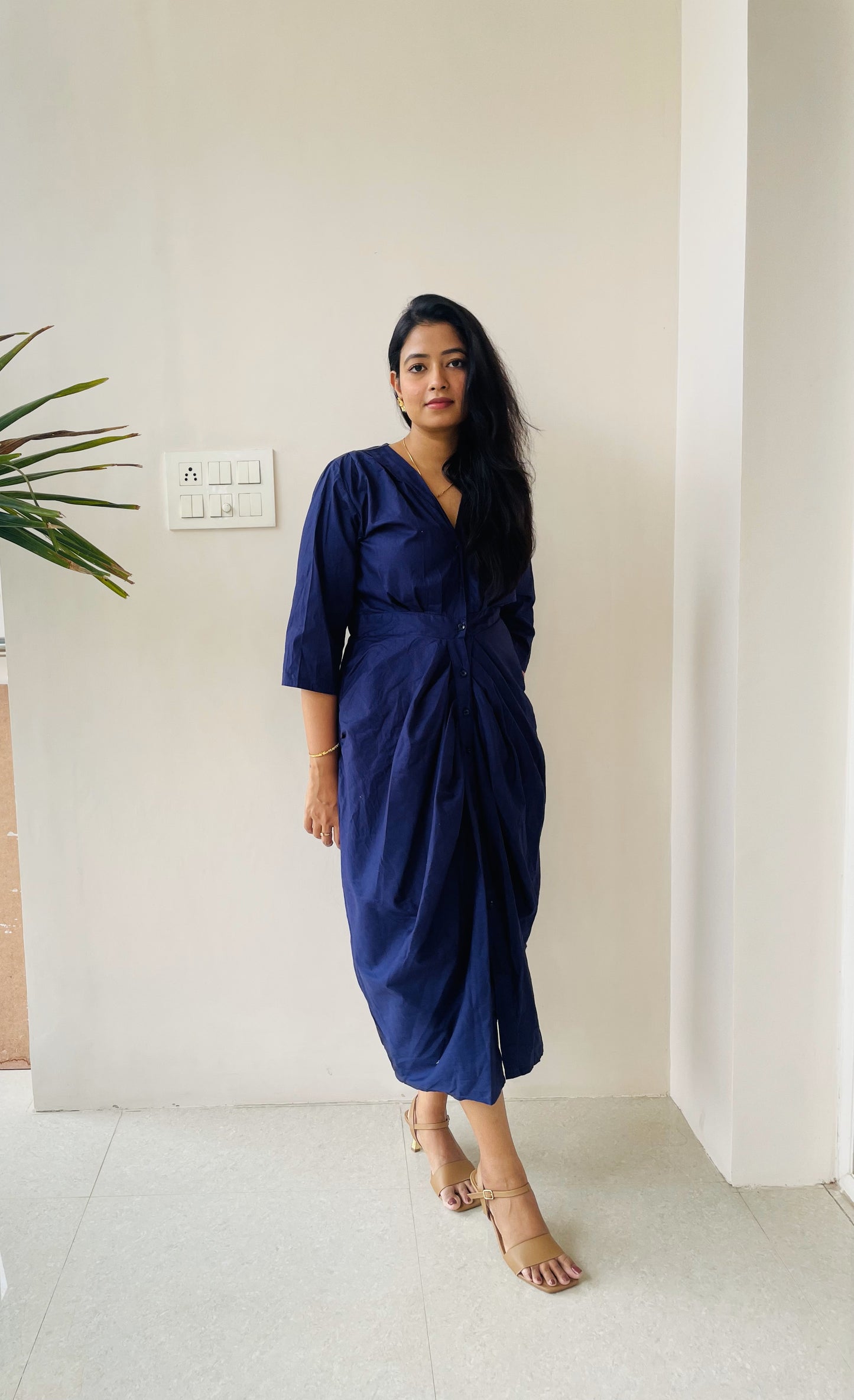 Tuscan Blue Pleated Dress