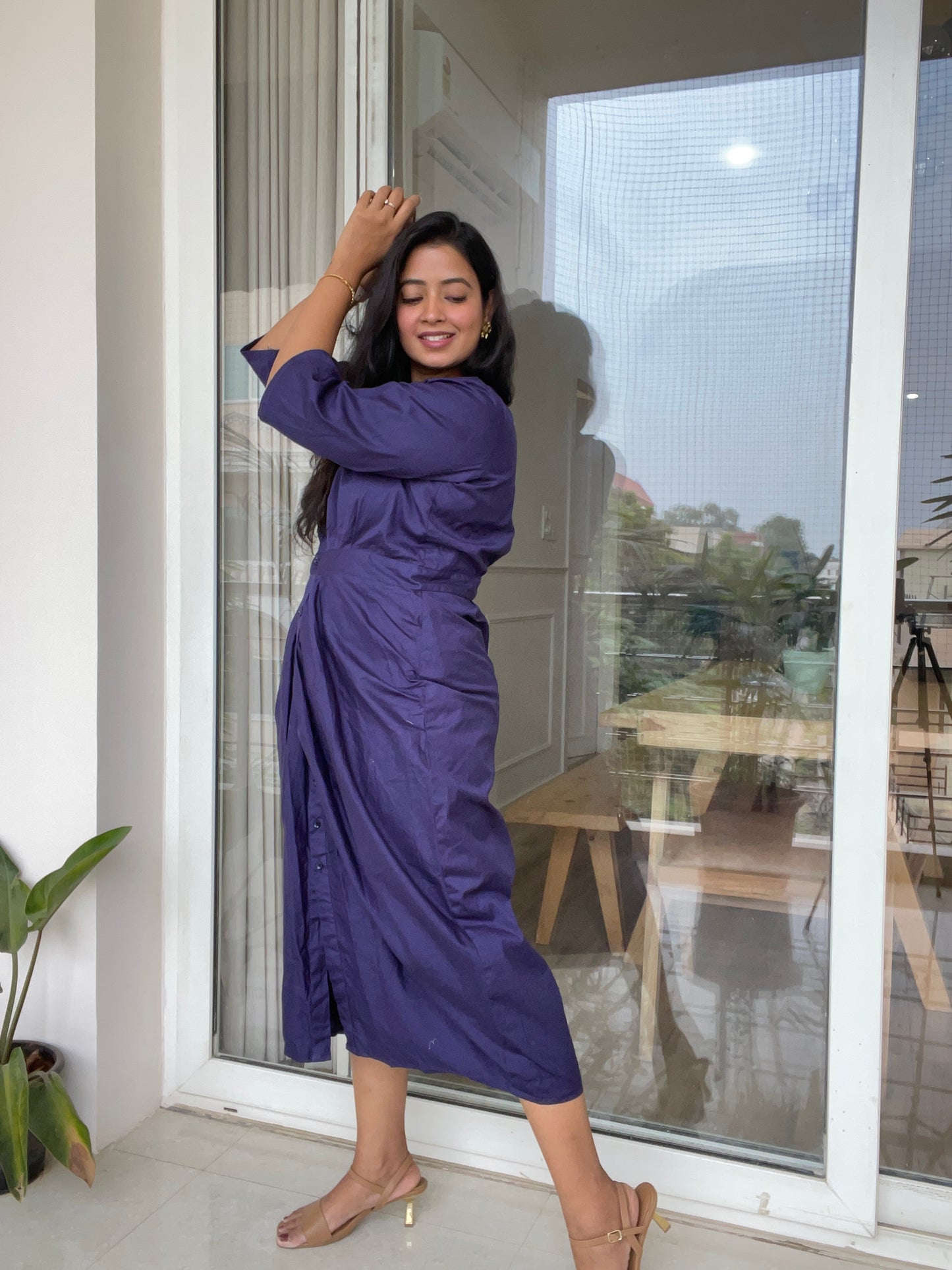 Tuscan Blue Pleated Dress