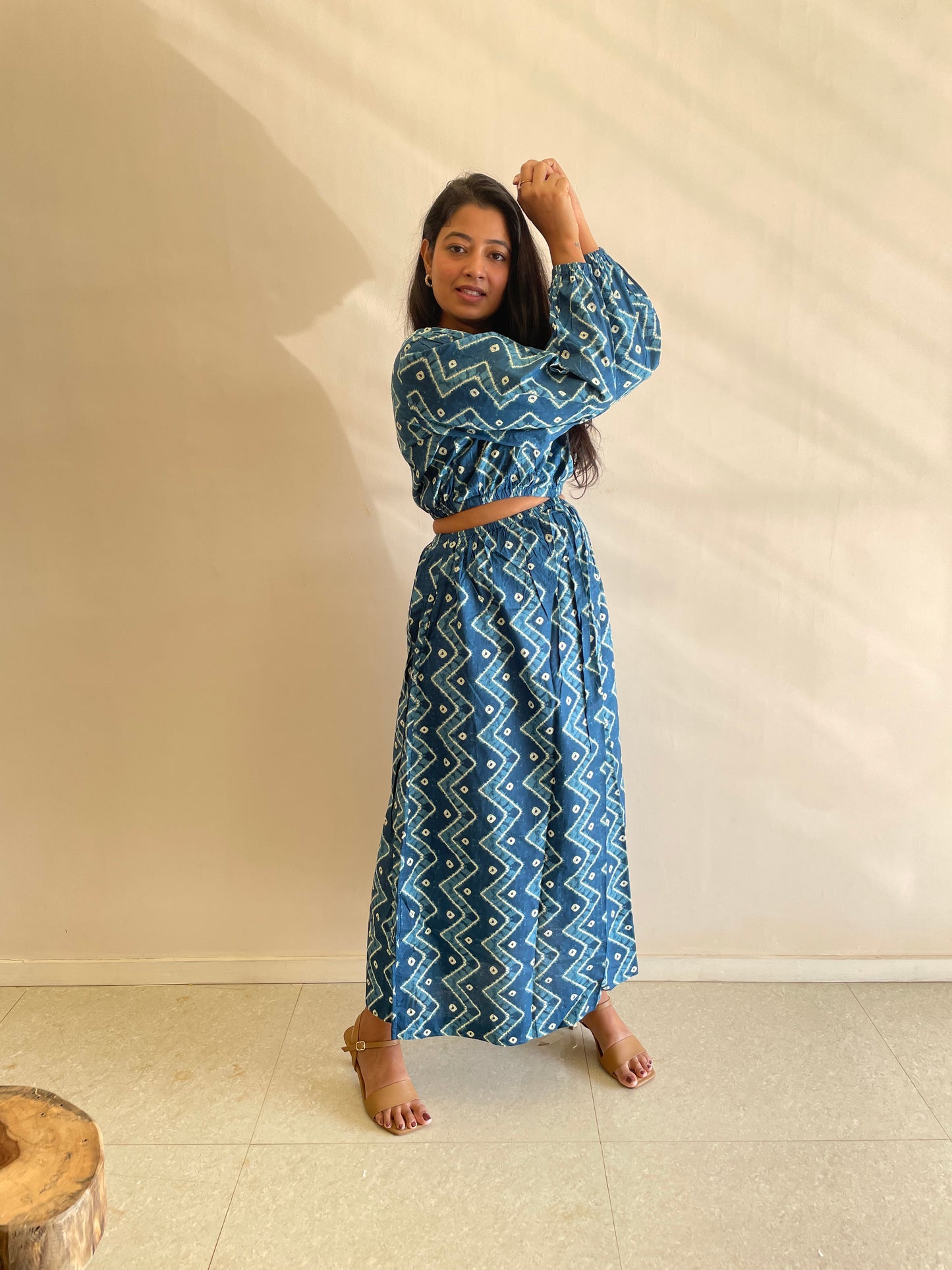 Blue Indigo Bhandej Cut Out Midi Dress